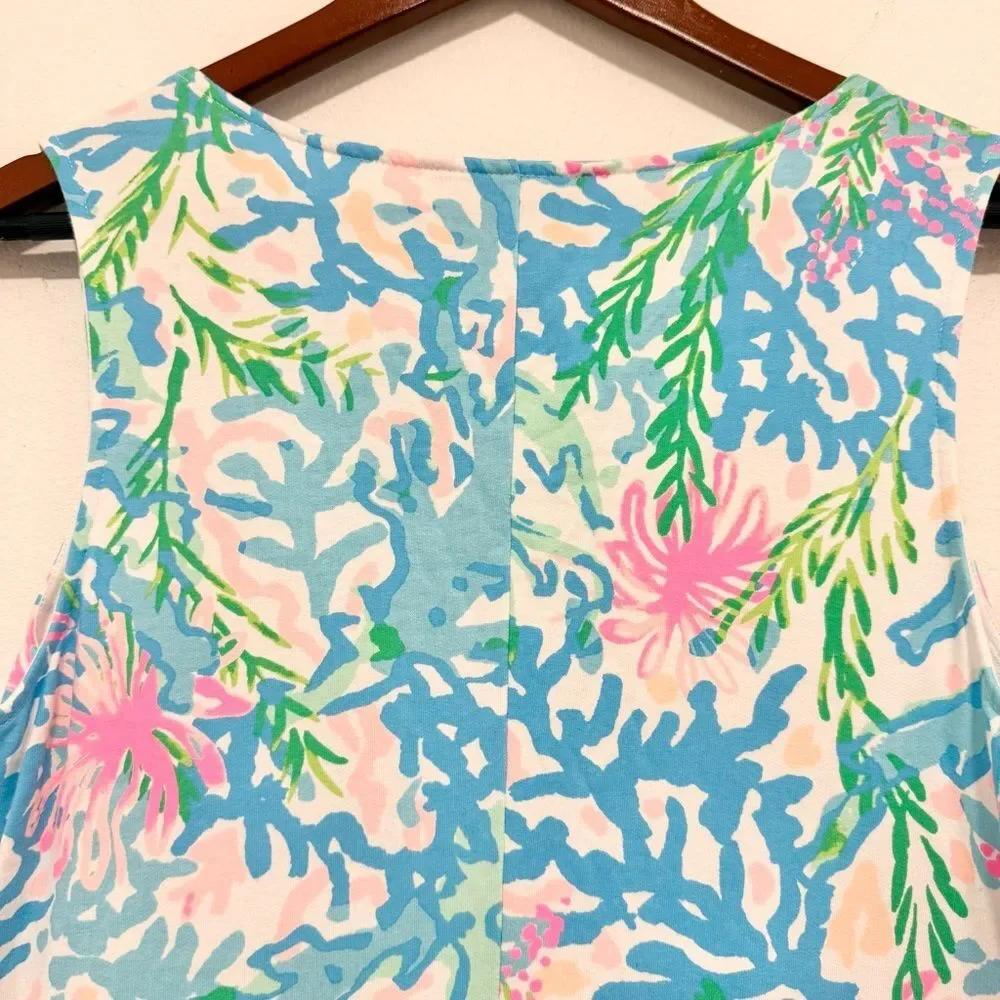Lilly Pulitzer Harper Shift Dress Coral Bay Stretch Cotton French Terry Medium - Picture 9 of 9